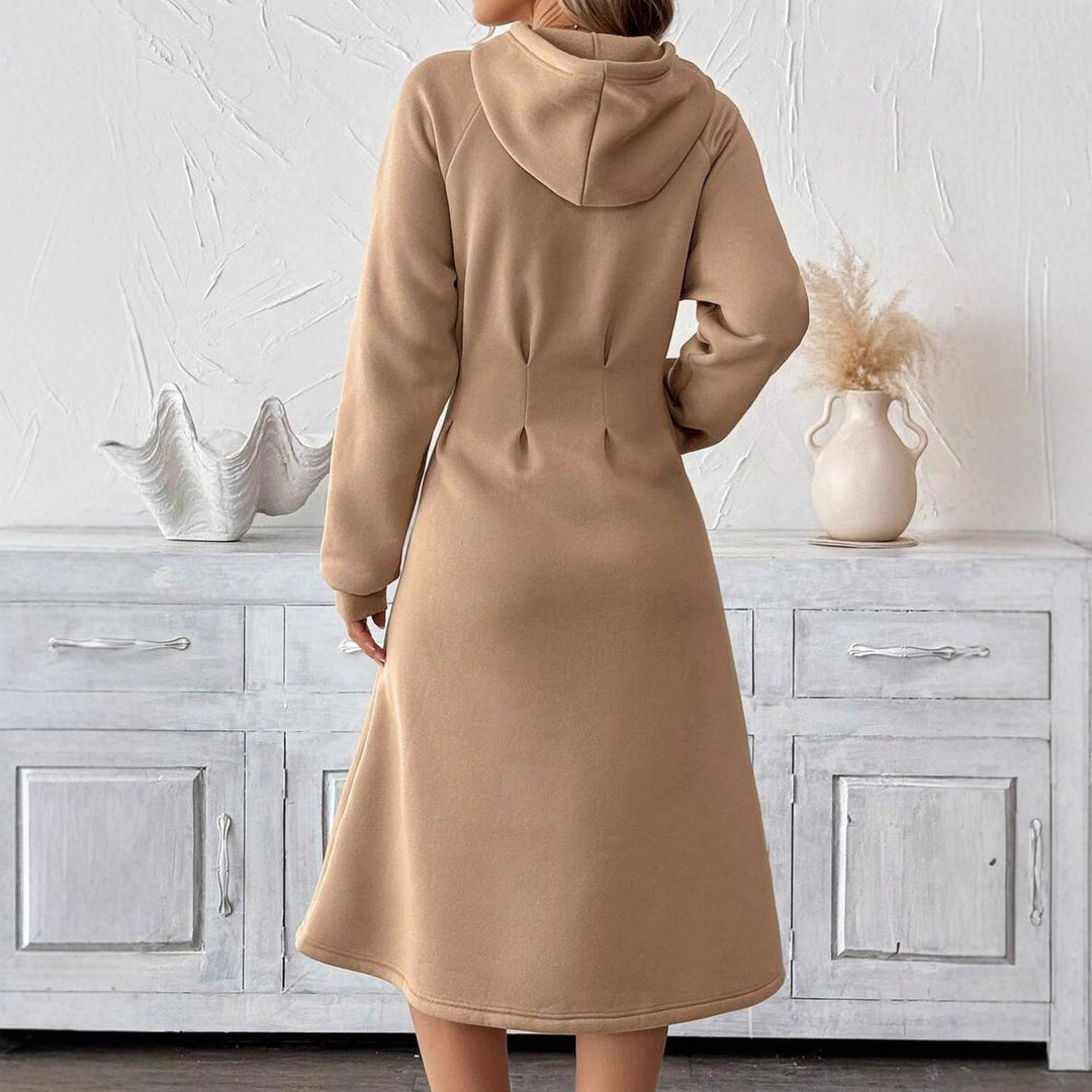 Damen Kapuzenkleid mit eleganter Faltenstruktur und praktischem Taschendesign Fudus