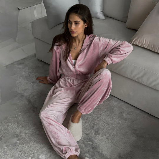 Damen Komfortabler Velours-Trainingsanzug Fudus