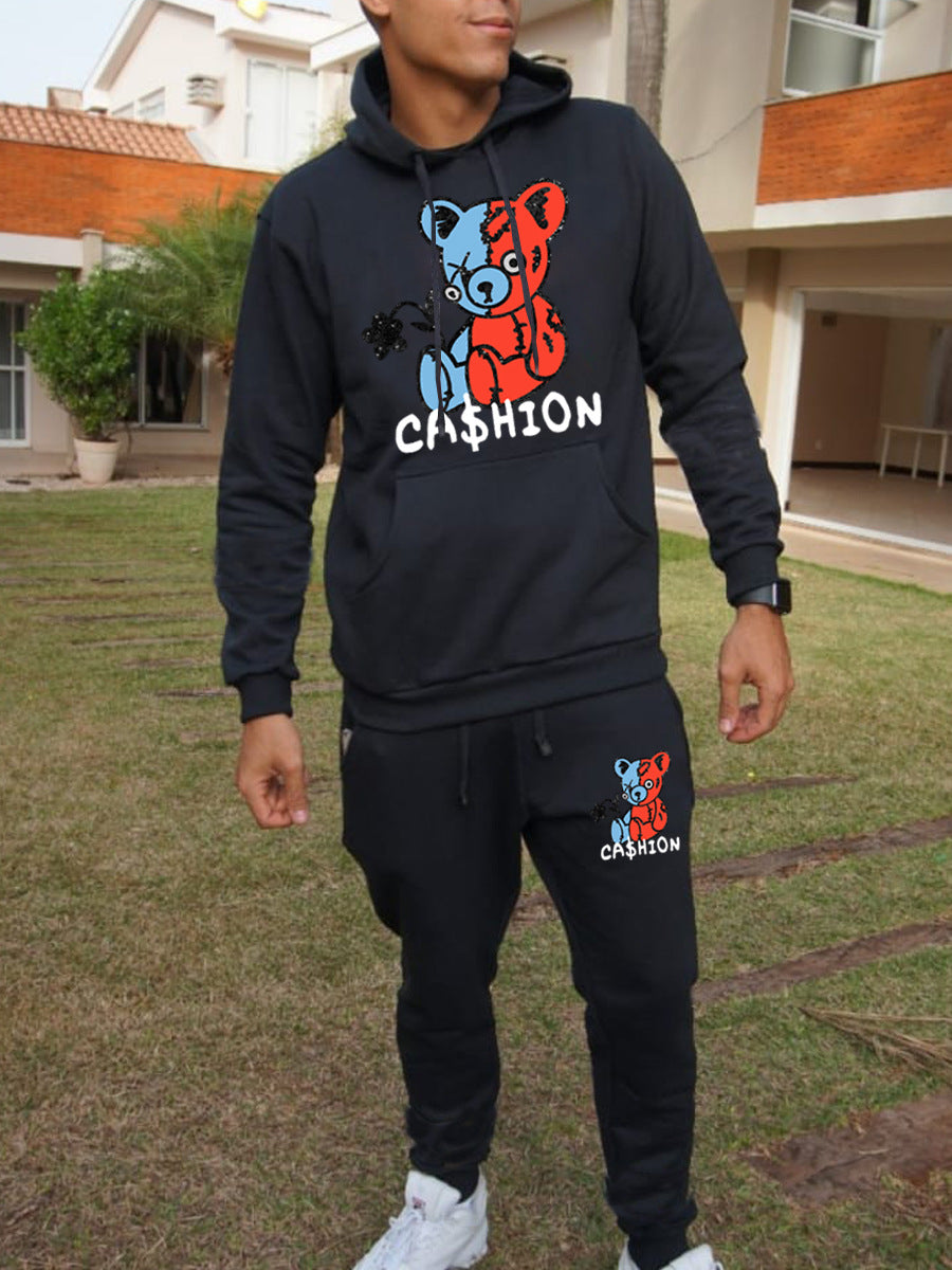 Damen Hoodie und Jogginghose Set mit kreativem Bärenmotiv Fudus