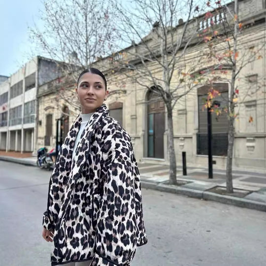 Damen Kunstfelljacke mit Leopardenmuster Fudus