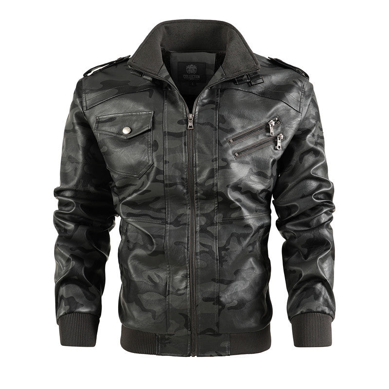 Herren Camouflage Lederjacke Fudus