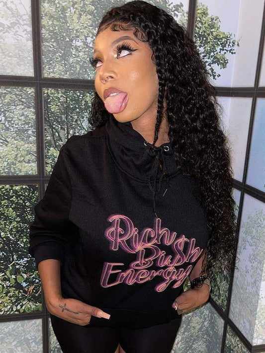 Damen Kapuzenpullover mit kreativem Schriftzug Fudus