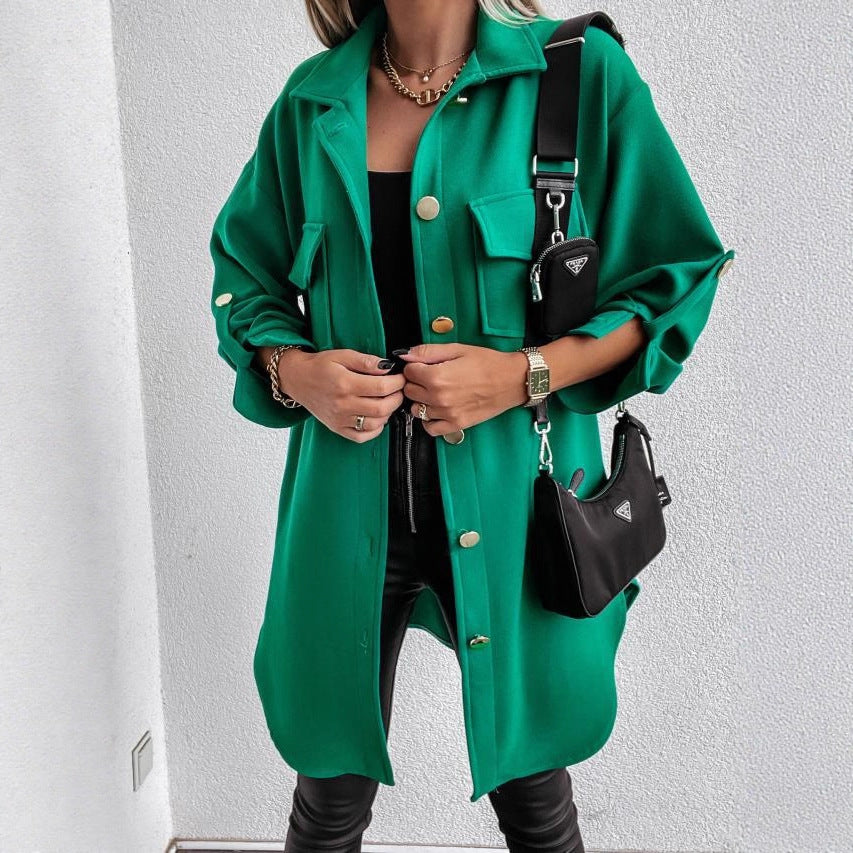 Damen Langarmjacke mit eleganter Knopfleiste und praktischen Taschen Fudus
