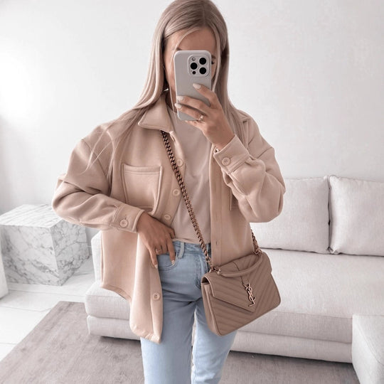 Damen Lässige Overshirtjacke mit praktischen Taschen Fudus