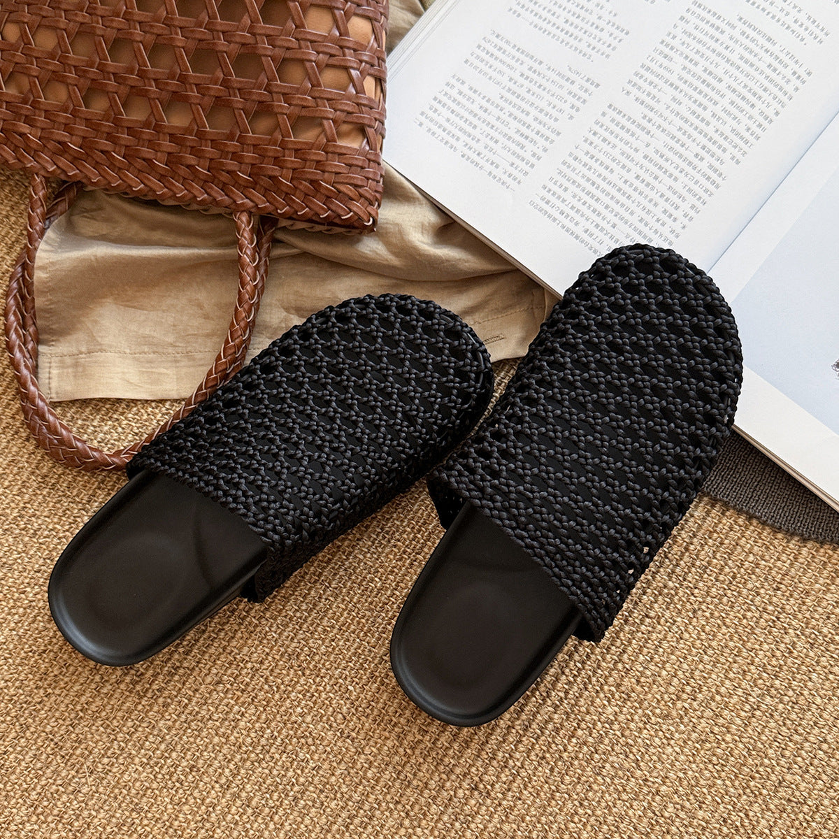 Mules Damen Slip-On Offene Zehen Atmungsaktiv