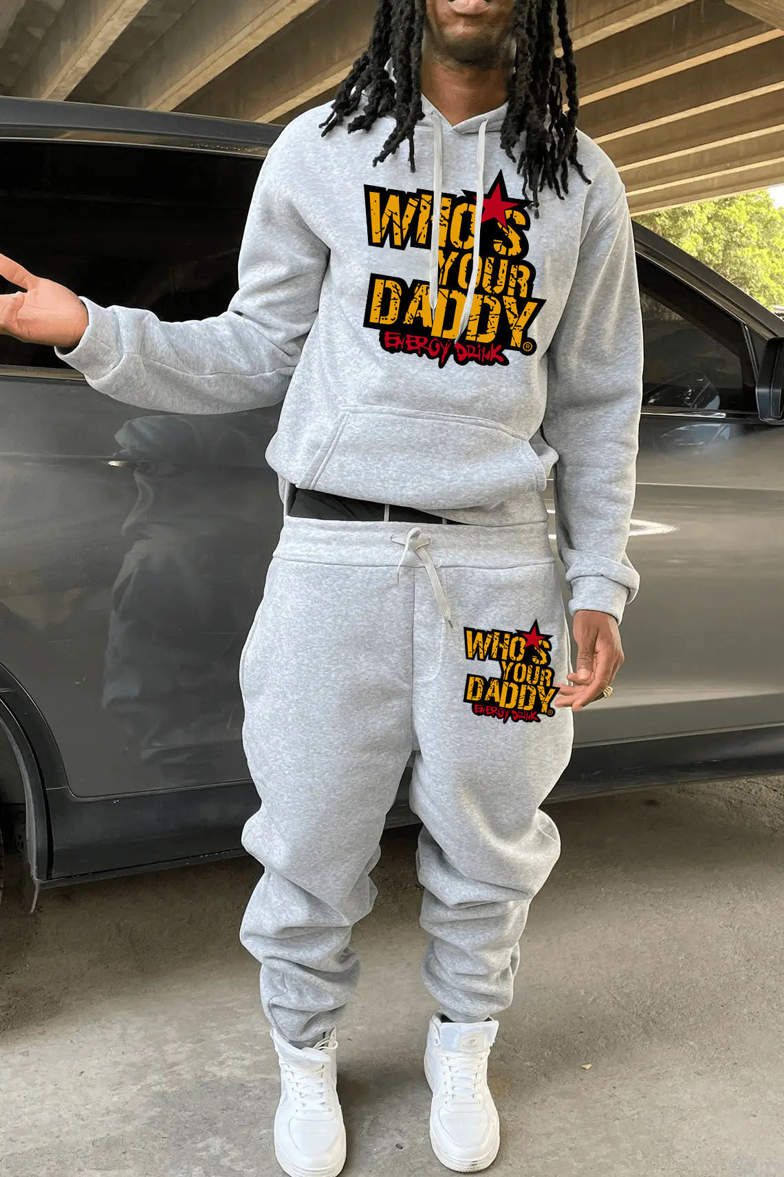 Damen Kapuzenpullover und Jogginghose Set mit kreativem Statementdruck Fudus