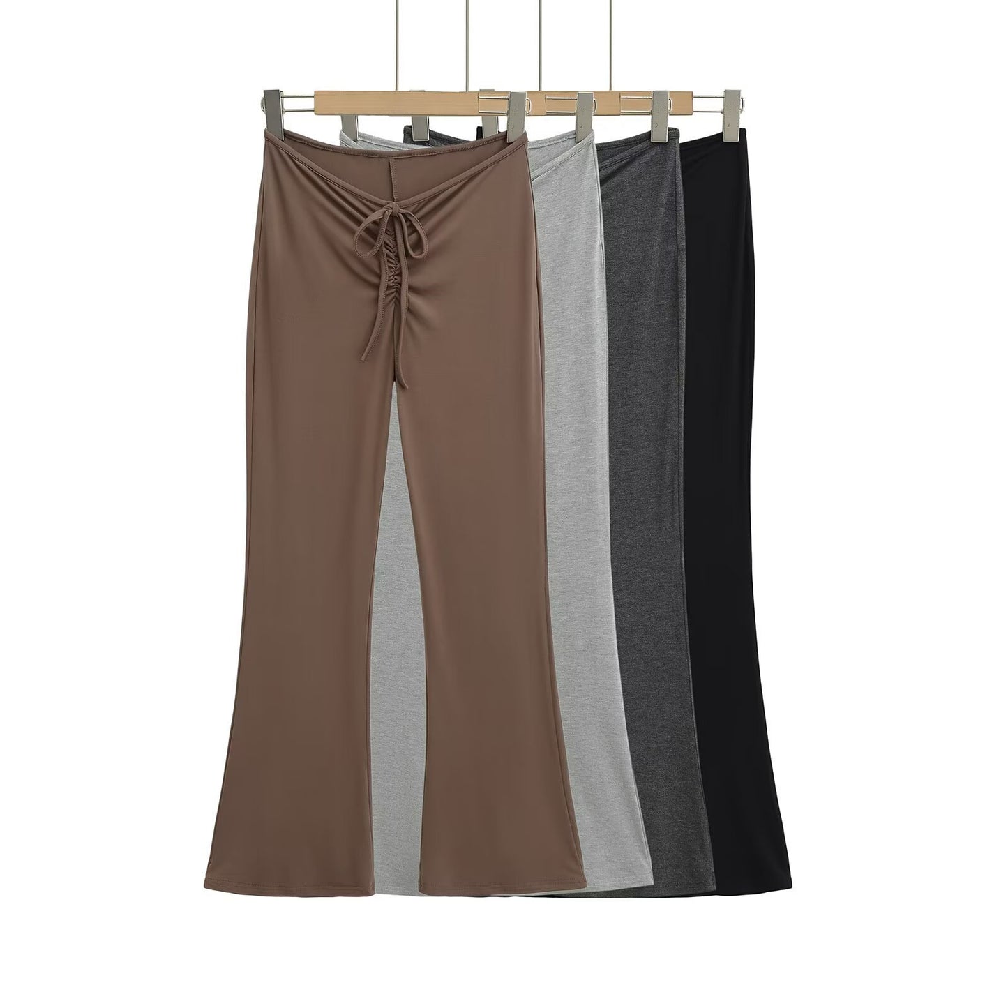 Damen Leggings mit verstellbarem Taillenzug und schickem Flared-Schnitt Fudus