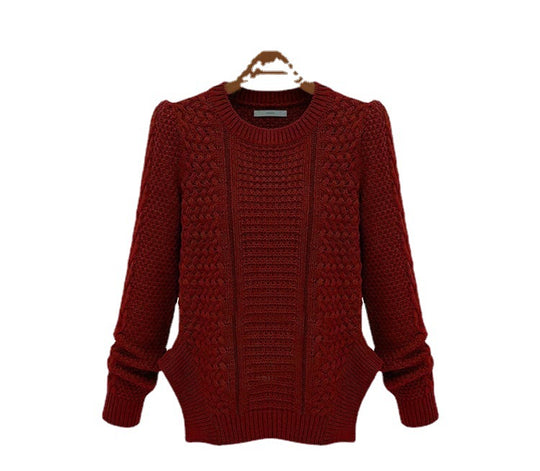 Damen Grobstrick Pullover mit strukturiertem Design und praktischen Taschen Fudus