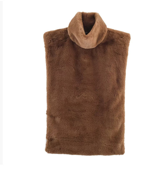Damen kuschelige Kunstfellweste mit hohem Kragen Fudus