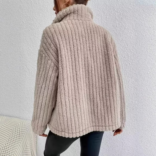 Damen Kuschelige Fleecejacke mit aufgesetzten Taschen Fudus