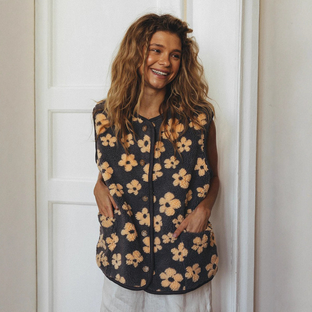 Damen Kuschelige Weste mit floralen Details Fudus