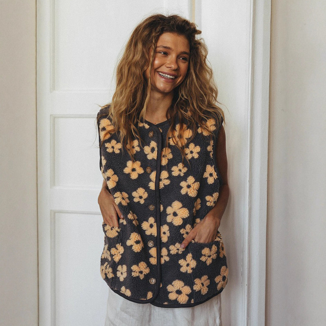 Damen Kuschelige Weste mit floralen Details Fudus