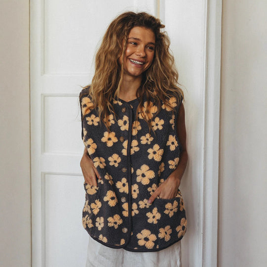 Damen Kuschelige Weste mit floralen Details Fudus