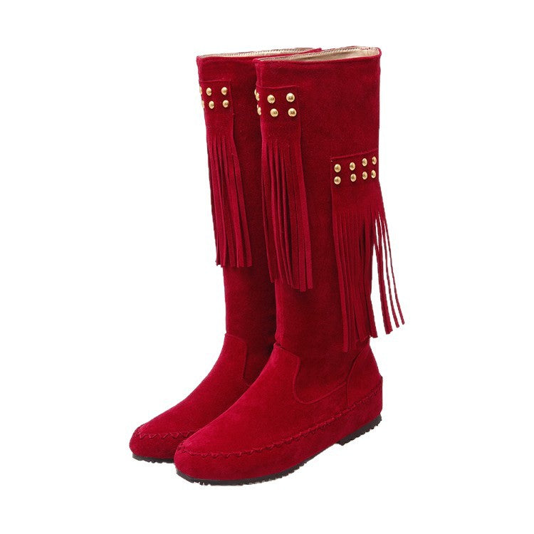 Damen Hohe Fransenstiefel Fudus