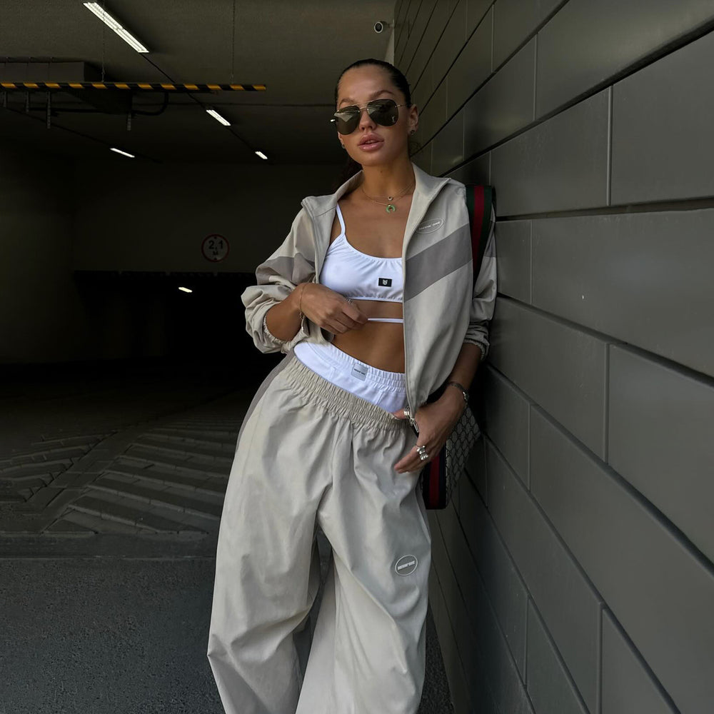 Damen lässige Freizeithose mit weitem Schnitt und elastischem Bund Fudus