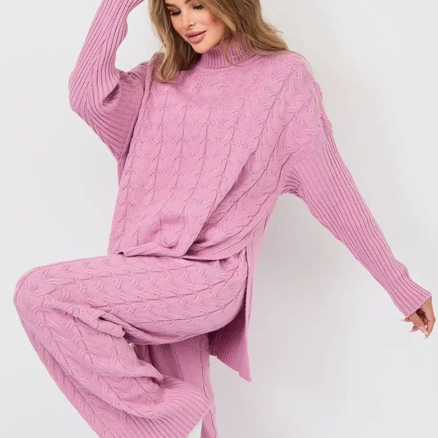 Damen Grobstrickpullover mit hohem Kragen Fudus