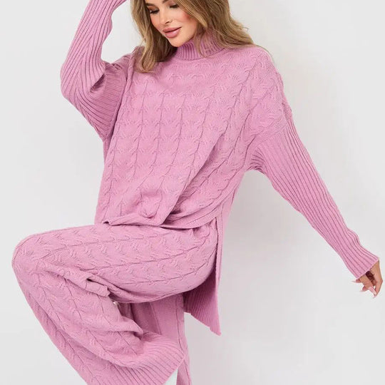 Damen Grobstrickpullover mit hohem Kragen Fudus