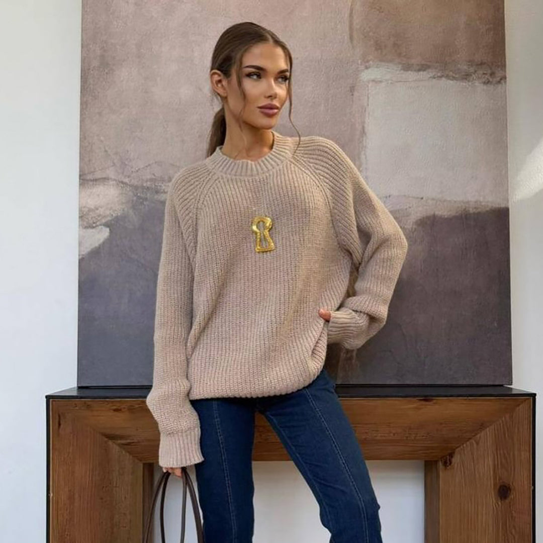 Damen Grobstrickpullover mit lässigem Schnitt und Raglanärmeln Fudus
