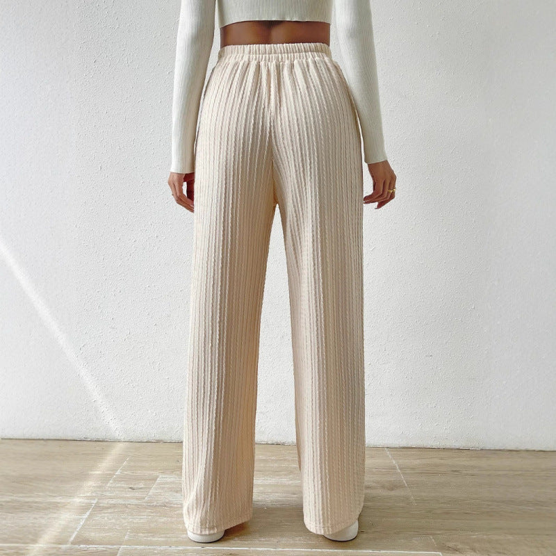 Damen Komfortable Weite Freizeithosen im Ripp-Design Fudus