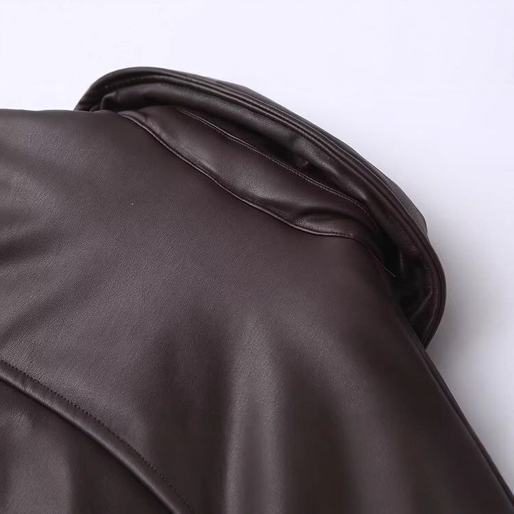 Damen Lässig geschnittene Kunstlederjacke mit komfortablem Bündchen Fudus