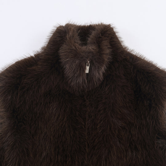 Damen Kunstfellweste mit hohem Stehkragen Fudus