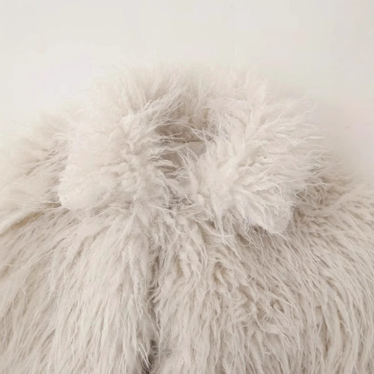 Damen Kunstfelljacke mit elegantem Stehkragen und lockerer Passform Fudus