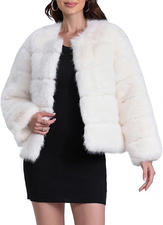 Damen Kunstfelljacke mit strukturiertem Schnitt und voluminösen Ärmeln Fudus