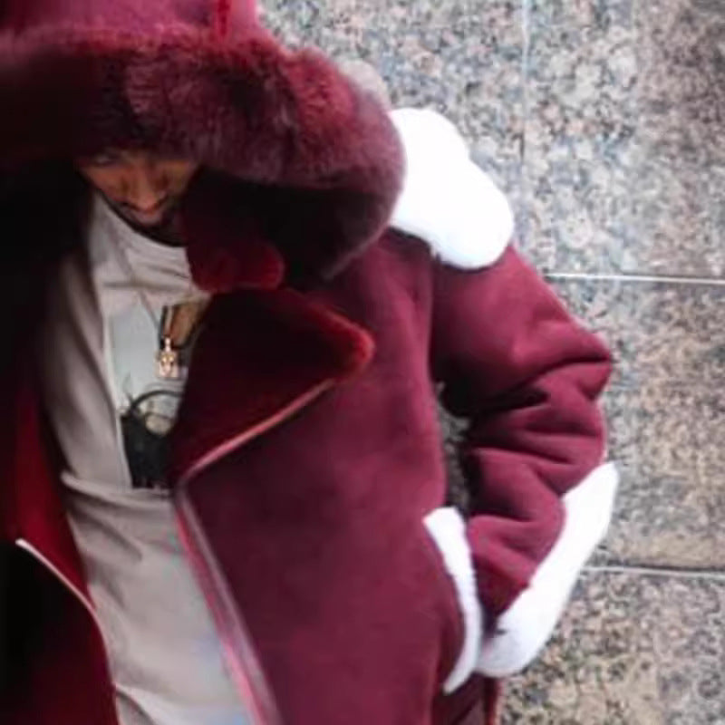 Damen Kuscheliger Teddyfell-Mantel mit Kapuze Fudus