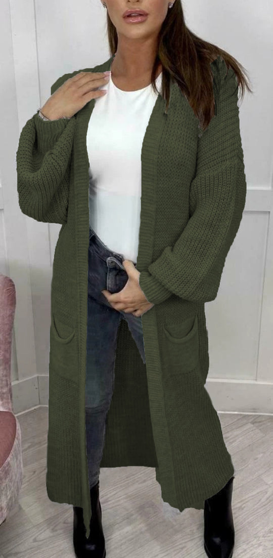 Damen Grobstrickcardigan mit lässiger Passform und langen Ärmeln Fudus
