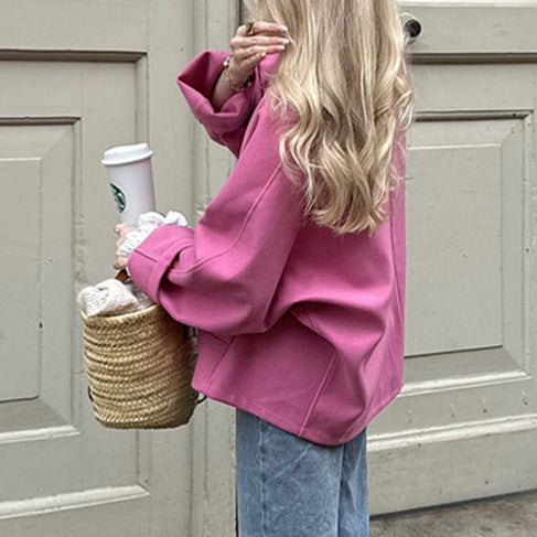 Damen lässige Oversized-Jacke mit praktischen Knöpfen und weitem Schnitt Fudus