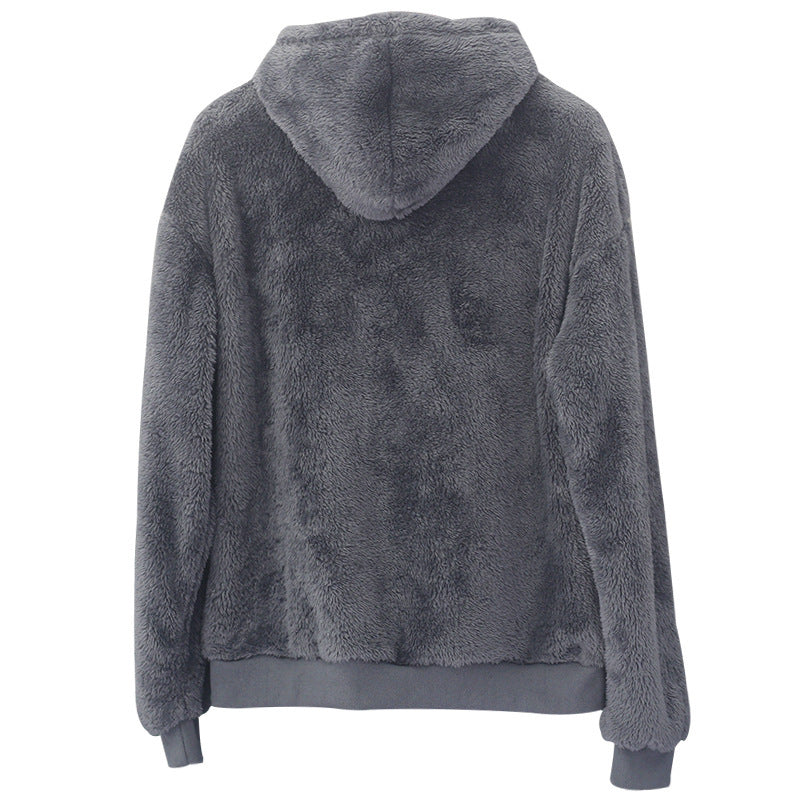 Damen kuscheliger Fleece-Hoodie mit Kängurutasche und elastischen Bündchen Fudus