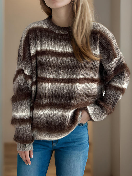 Damen kuscheliger Strickpullover mit Flair Fudus