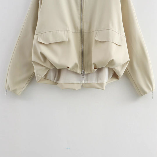 Damen lässige Jacke mit praktischen Taschen und Reißverschluss Fudus