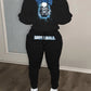 Damen Hoodie und Jogginghose Set mit auffälligem Skelettmotiv Fudus