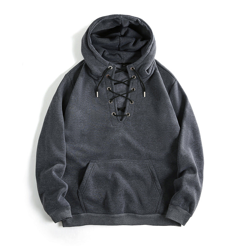 Damen Kapuzenpullover mit raffiniertem Schnürdesign und praktischer Kängurutasche Fudus