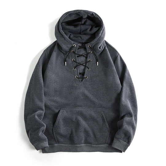 Damen Kapuzenpullover mit raffiniertem Schnürdesign und praktischer Kängurutasche Fudus