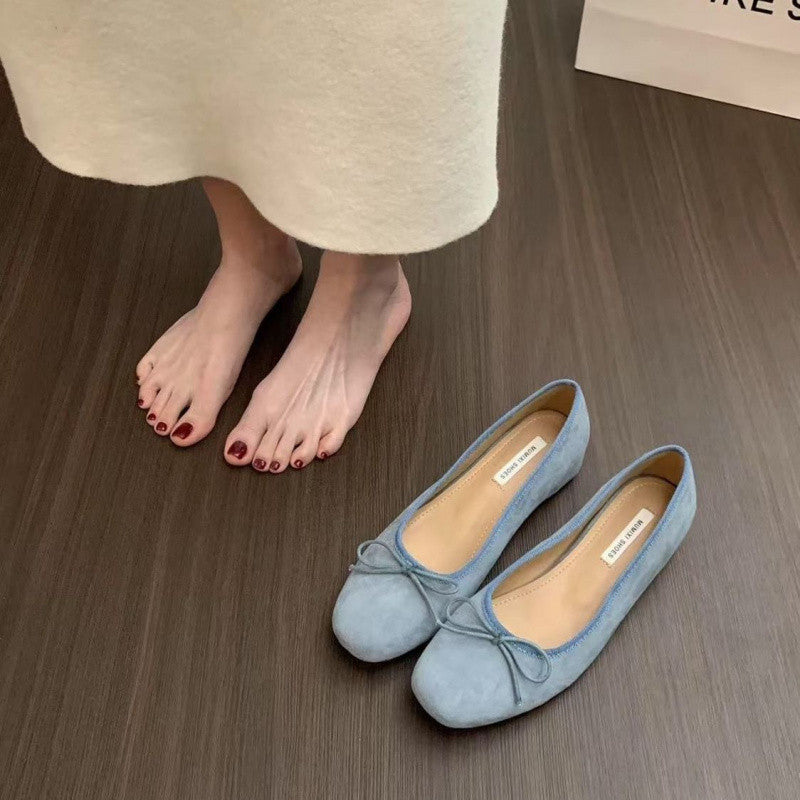 Fudus Damen Veloursleder Ballerinas - Weich & Mit Schleifendetail