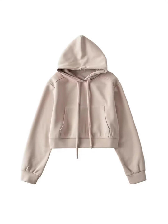 Damen modischer cropped Kapuzenpullover aus sweatshirt Material Fudus