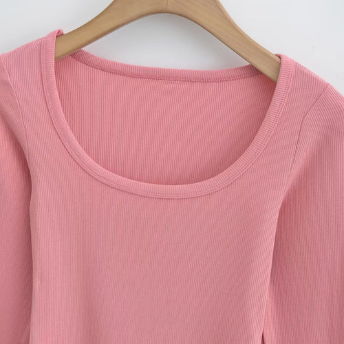 Damen langärmliges Oberteil mit rippierter Struktur Fudus