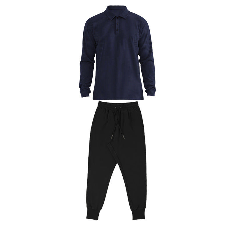 Herren Sportliches Langarm-Polo und Jogginghose Set Fudus