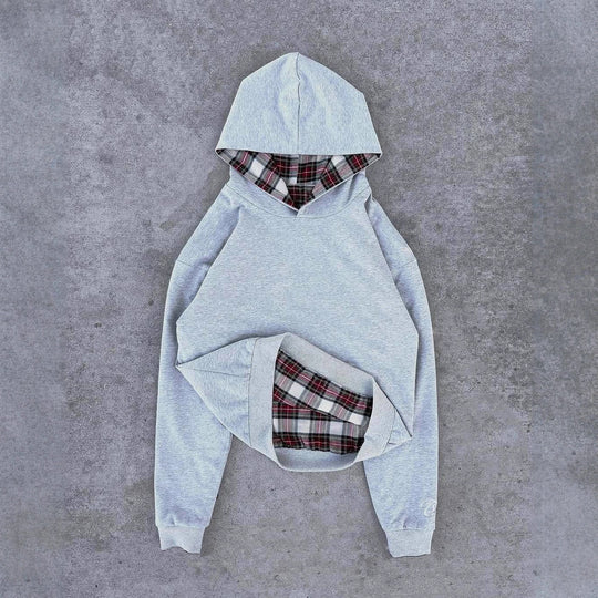 Damen Kapuzenpullover mit modernem Karo-Futter Fudus