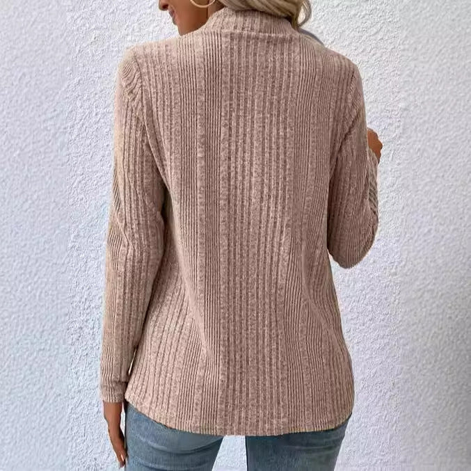 Damen lässige Strickjacke mit asymmetrischem Saum und offenem Design Fudus