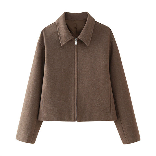 Damen Kurzjacke mit modernem Kragen und praktischen Reißverschluss Fudus