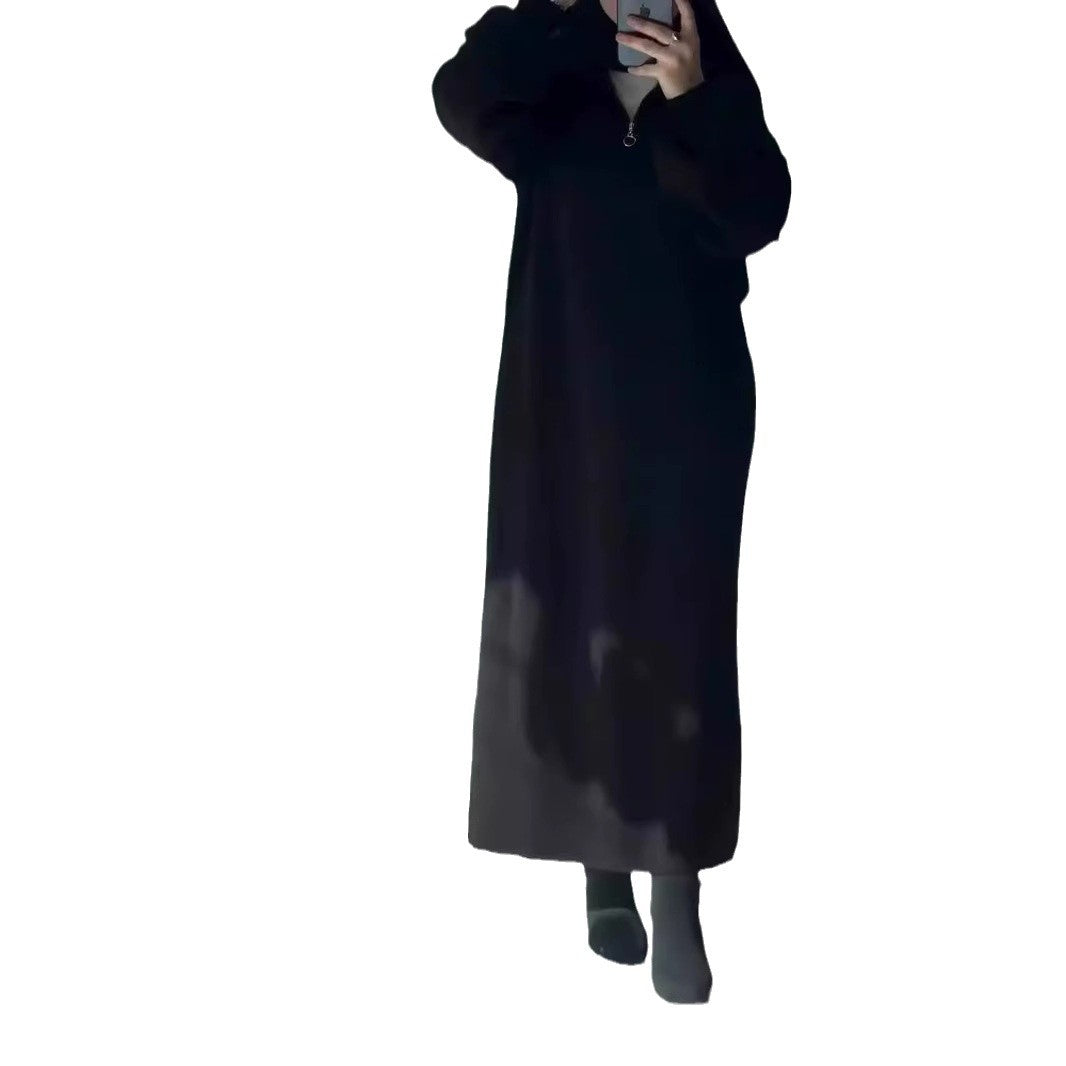 Damen Kapuzenkleid mit Reißverschluss und lässigem Schnitt Fudus