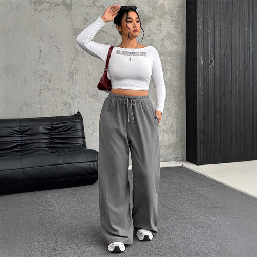 Damen lässige High-Waist Jogginghose Fudus