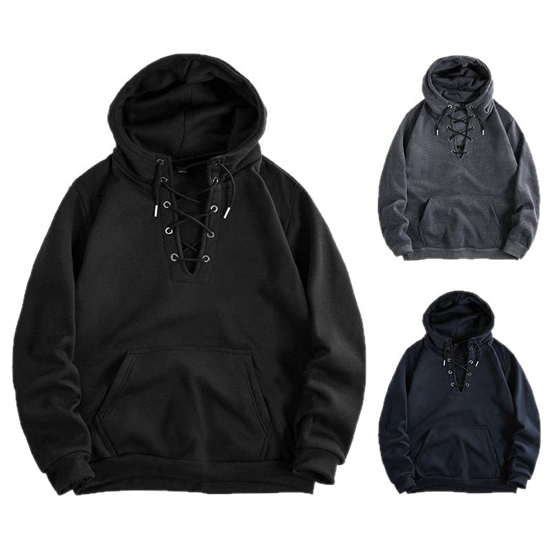 Damen Kapuzenpullover mit raffiniertem Schnürdesign und praktischer Kängurutasche Fudus