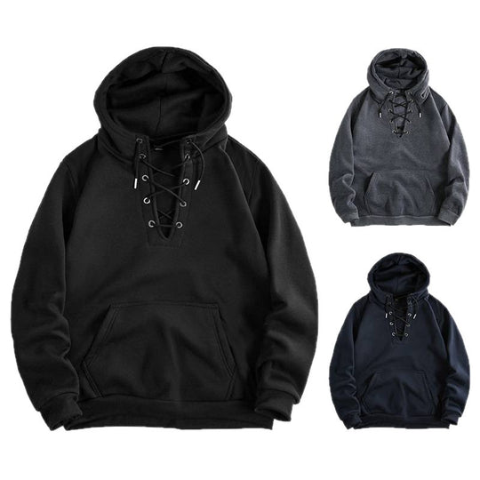 Damen Kapuzenpullover mit raffiniertem Schnürdesign und praktischer Kängurutasche Fudus