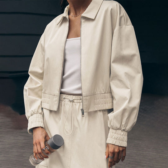 Damen lässige Bomberjacke mit elastischen Bündchen und modernem Schnitt Fudus