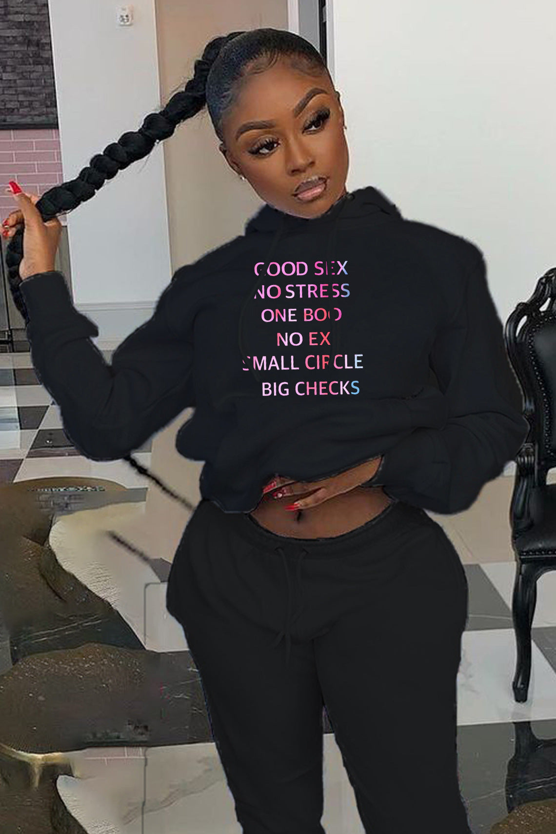 Damen Kapuzenpullover mit kreativem Spruch Fudus