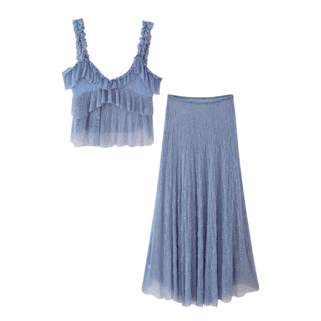 Damen langer Spitzenrock Fudus